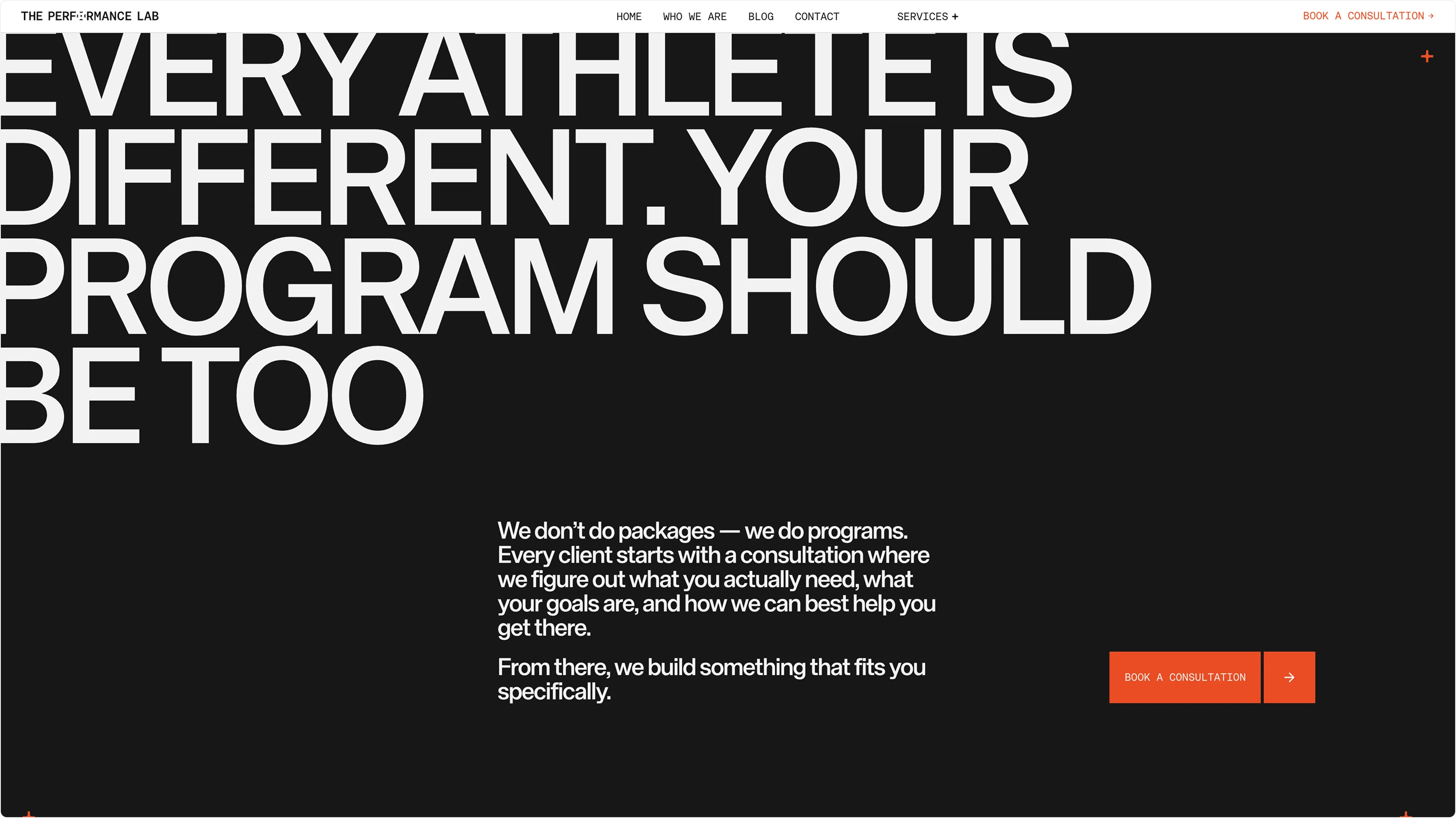 The Performance Lab service inner page
